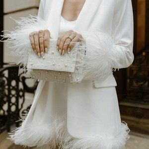 Untamed Petals Elopement Clutch - Bead & Pearl Bridal Party Bag